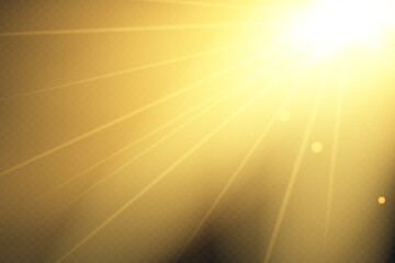 Vector transparent sunlight special lens flash light effect.front sun lens flash. Vector blur in the light of radiance. Element of decor. Horizontal stellar rays and searchlight.