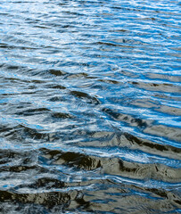 Abstract structures of waves in the water with orange and blue reflections