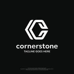 Letter C logo design template with black and white color