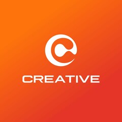 Letter C logo design template with orange background