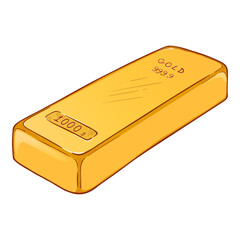 Gold Bar. Vector Cartoon Illustration of Metal Bullion.