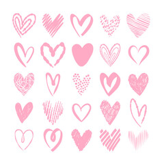 Heart icon set. Love symbol pink collection