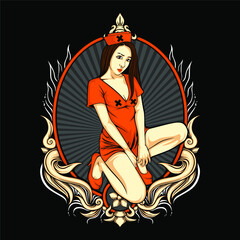 beautiful girl in action illustration