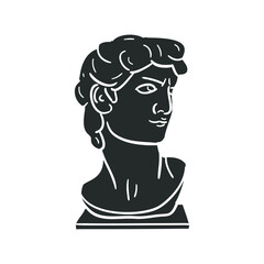 Ancient Sculpture Icon Silhouette Illustration. Bust Antique History Vector Graphic Pictogram Symbol Clip Art. Doodle Sketch Black Sign