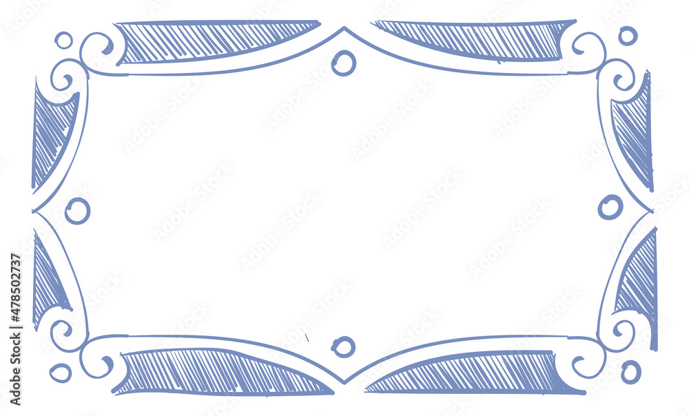 Wall mural empty frame in hand drawn style. blank rectangle shape