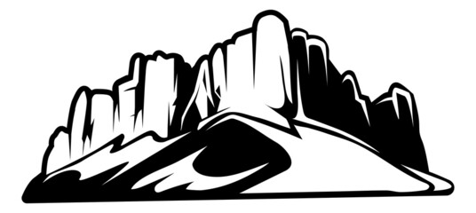 Mountain range logo. Natural rocky landscape. Height symbol