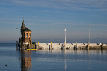 Konstanz am Bodensee, Eis an der Hafenmauer