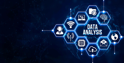 Internet, business, Technology and network concept. Data Analysis for Business and Finance Concept. Information report for digital business strategy. 3d illustration.