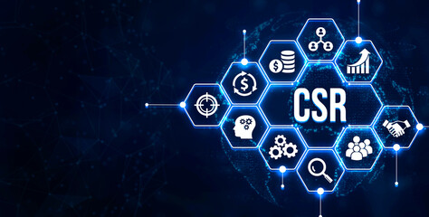 Internet, business, Technology and network concept. CSR abbreviation, modern technology concept. 3d illustration.