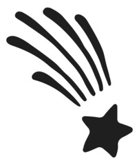 Shooting star icon. Flying meteor with trace lines