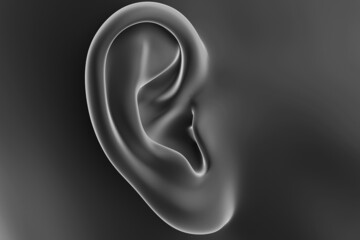 3d rendered illustration of an abstrac blue female ear