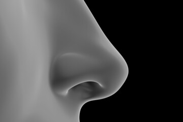 3d rendered illustration of an abstrac blue female nose