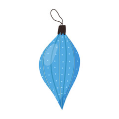 Ornament for Christmas tree decoration - flat vector illustration isolated on white background. Ball with hanger string, beautiful winter bauble.