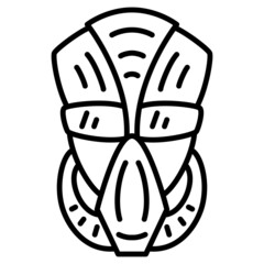 Fantastic gas mask design with breathing tubes, filter and glasses. Vector icon, outline, isolated