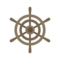Obraz premium Steering ship wheel icon flat isolated vector