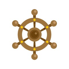 Travel ship wheel icon flat isolated vector