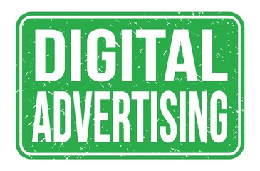 DIGITAL ADVERTISING, words on green rectangle stamp sign
