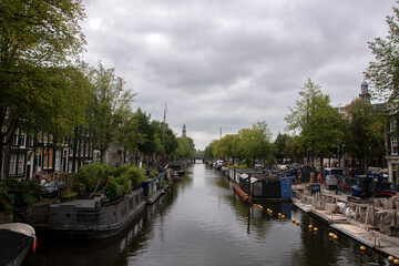 Fototapeta na wymiar View From The Prinsensluis Bridge At Amsterdam The Netherlands 2-9-2021