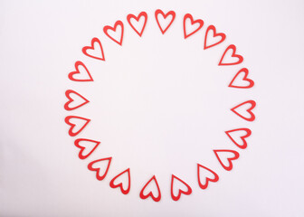 Red heart figures make a circle