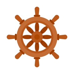 Vessel ship wheel icon flat isolated vector © anatolir