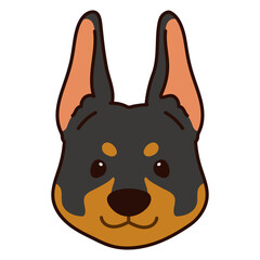 Simple and adorable outlined illustration of Doberman Pinscher front head