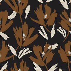 Naklejka premium Floral Brush strokes Seamless Pattern Background