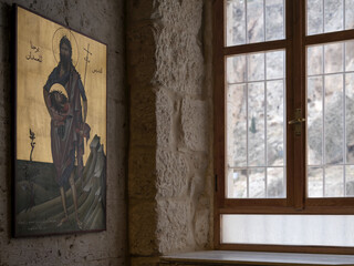 SYRIA. Maalul Monastery is located 60 km from Damascus. Nearby is the village of Kalamondin resembling an eagle's nest. The houses are built on the rocks by steps.