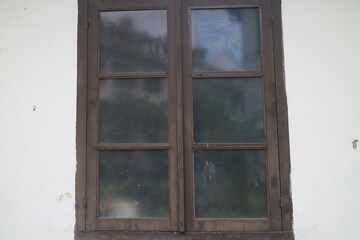 Obraz premium glass window with wooden frame