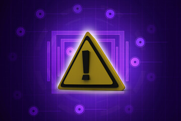 3d rendering exclamation mark sign