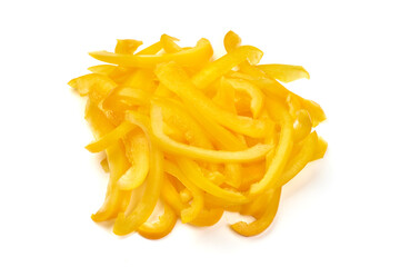Bell pepper slices, isolated on white background.