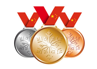 Beijing 2022 Winter Olympics Medals - obrazy, fototapety, plakaty