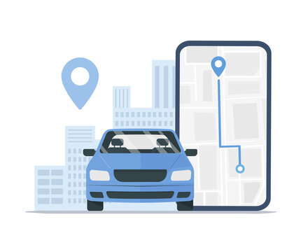 GPS navigation application. Colored flat illustration. Isolated on white background.