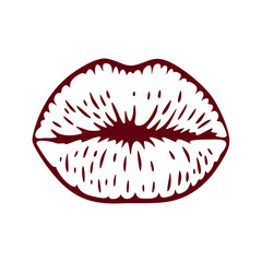 Beauty female lips vector illustration, female lips line art