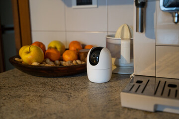 Home smart security camera in the kitchen