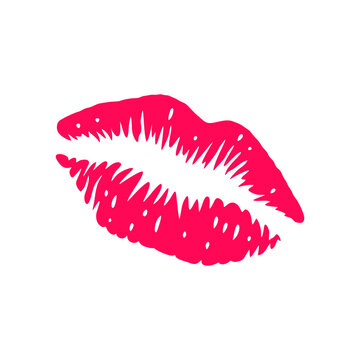 Red Lipstick Print on white, Kiss