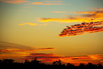 Beautiful fiery orange sky during sunset