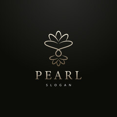 luxury pearl shell logo design with line art style