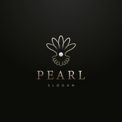 luxury pearl shell logo design with line art style