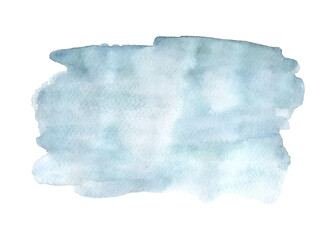 Abstract watercolor blue paint stain on white background