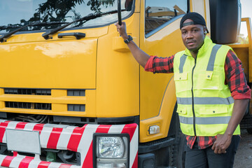  truck driver man smiling confident in insurance cargo transport