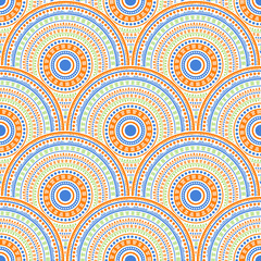 Ethnic circle shapes seamless geometric pattern.