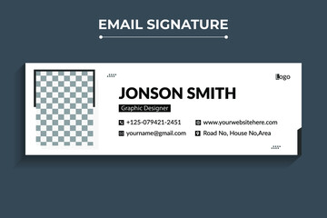 Email signature modern template design layout. Emailers personal business minimalist personal web social media cover.