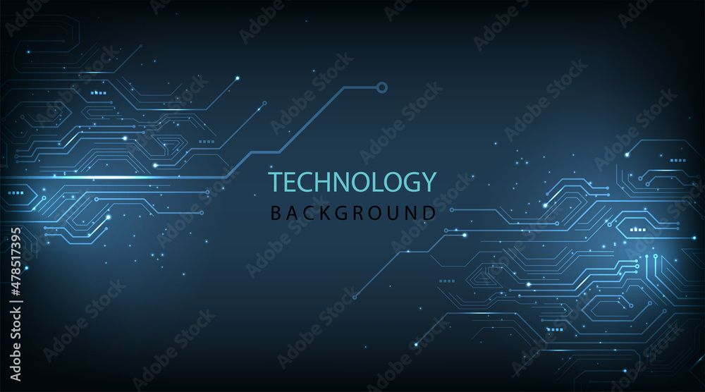 Poster  Circuit board technology background.Vector abstract technology illustration Circuit board on dark blue background.High tech circuit board connection system concept. 