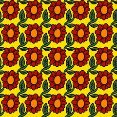 seamless pattern of flower cartoon