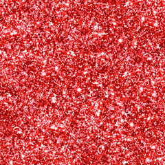 Red glitter sparks background. Shiny confetti and glitter sparkling texture with glowing lights. Vector illustration.