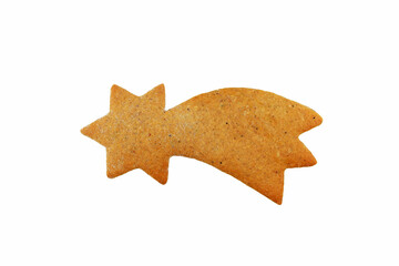 Gingerbread in a shape of comet isolated on a white background © Martina