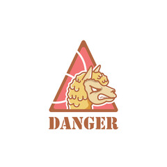Illustration of angry Alpaca logo sign inside danger warning triangle.