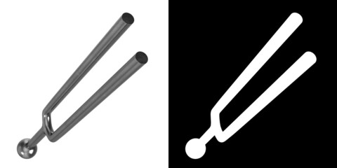 3D rendering illustration of a diapason tuning fork - obrazy, fototapety, plakaty
