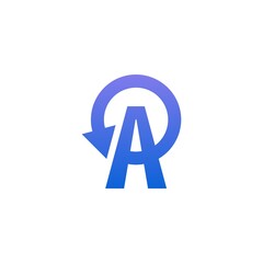 Fototapeta premium Modern and Minimalist Initial Letter A with Reload Refresh Repeat Rotate Restart symbol logo design