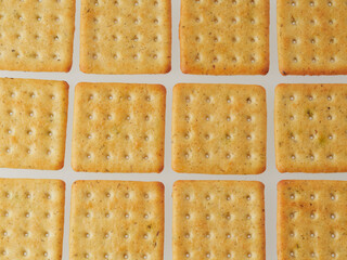 Dry cracker cookies isolated on white background, concept of food